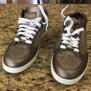 Jimmy Choo Miami Bronze Glitter Leather Sneakers